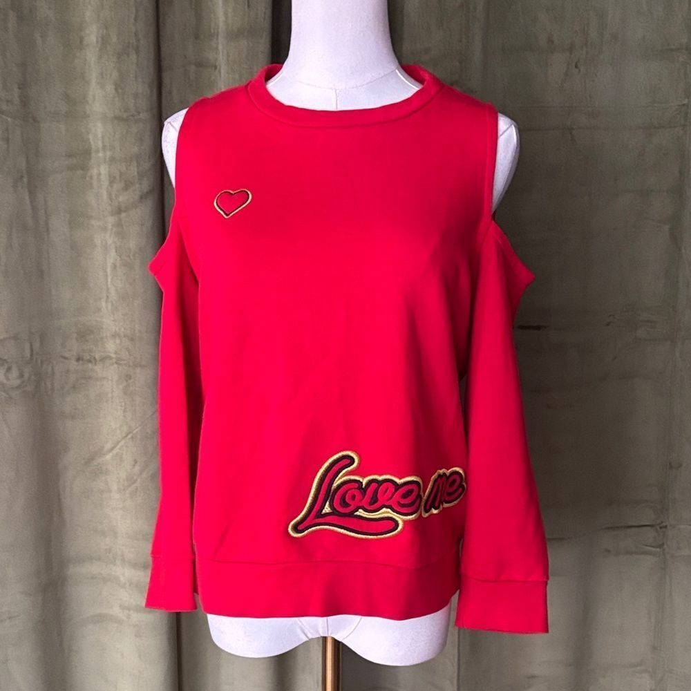Pinko Vibrant Red Cold Shoulder Sweatshirt, S